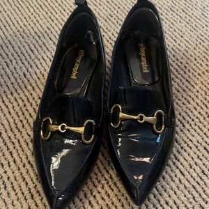 Jeffrey Campbell Black Patent Flats with Gold Detail